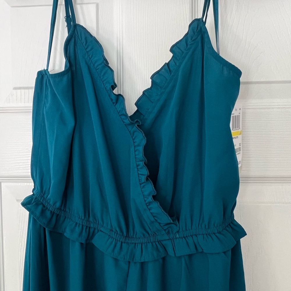Kingston Teal Ruffle jumpsuit
